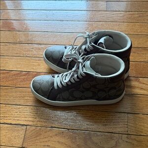 Coach Brown and White High-Top Sneakers